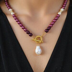 Classic Southern Charm. Deep rose tone  choker with a touch of pearls and a baro